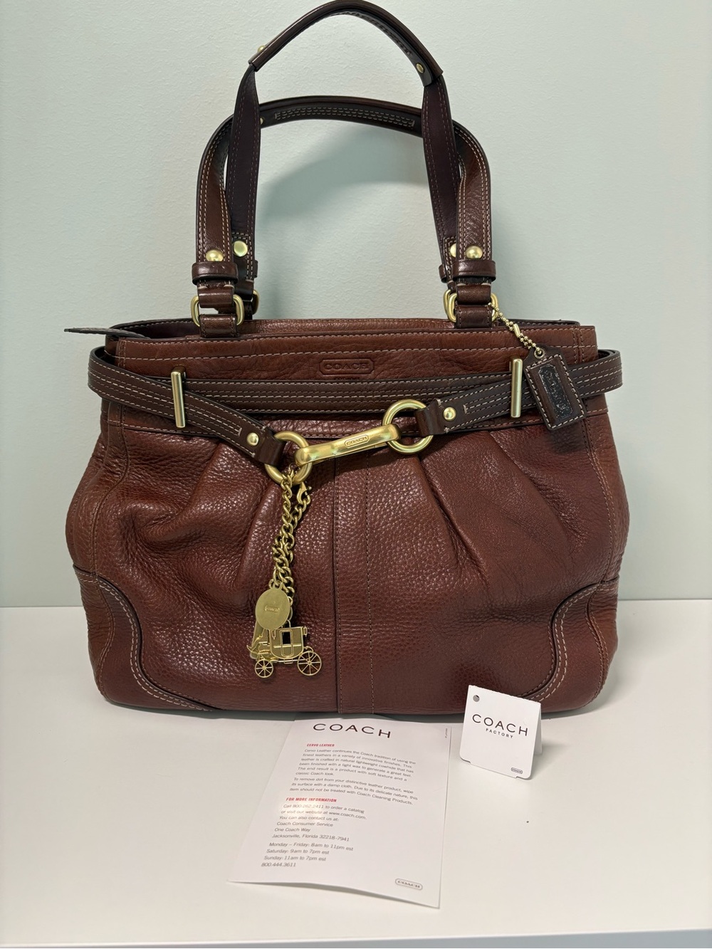 NWT Coach 12476 Rare Tobacco Brown Hampton Brown Leather Carryall Satchel